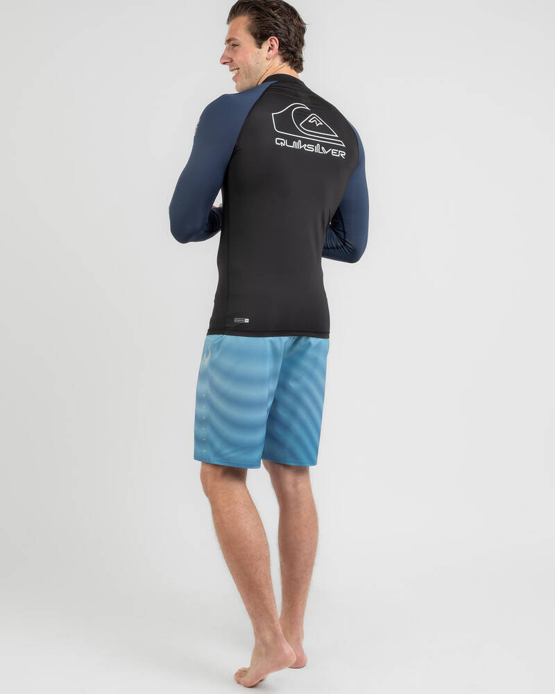 Shop Quiksilver On Tour Long Sleeve Rash Vest In Insignia Blue Fast