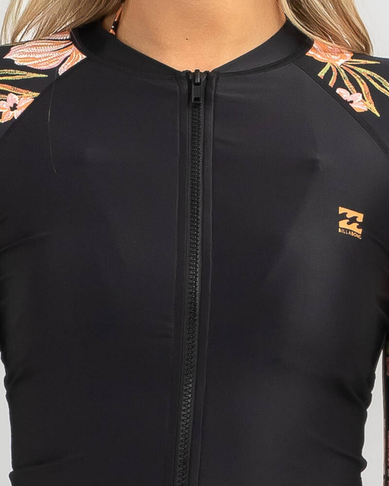 Billabong Hooked On Tropics Long Sleeve Zip Rash Vest for Womens