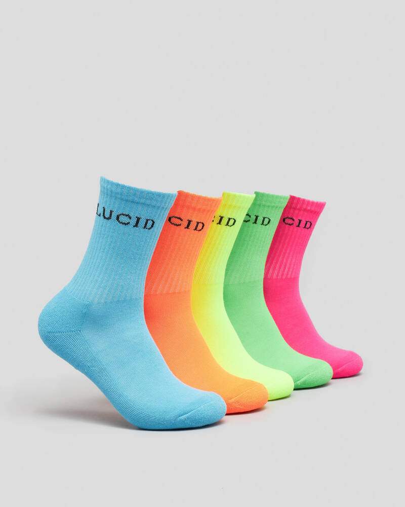 Lucid Boys' Fluro Crew Socks 5 Pack for Mens