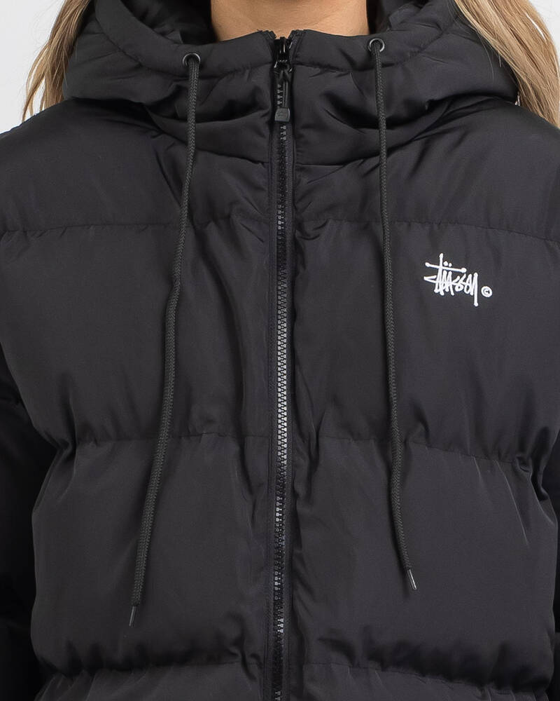 Stussy Graffiti Hooded Puffer Jacket for Womens