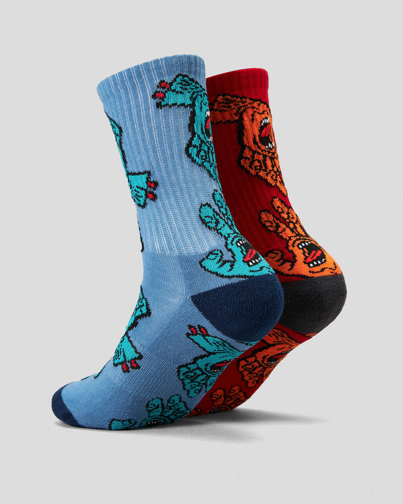 Santa Cruz Crowded Hand Crew Socks 2 Pack for Mens