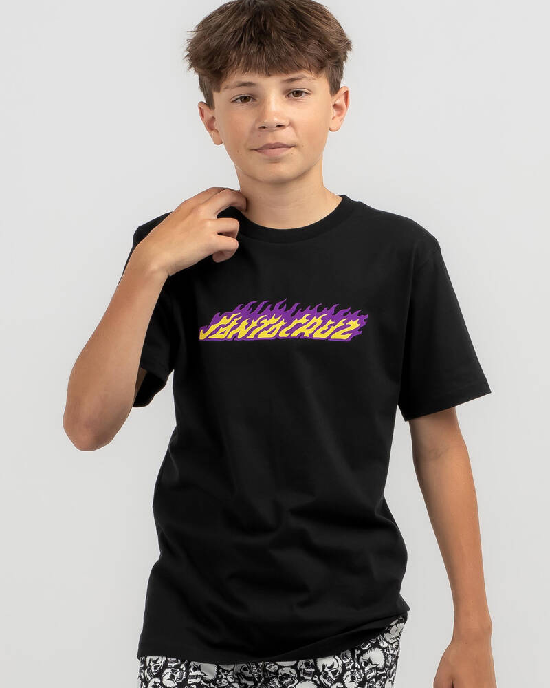 Santa Cruz Boys' Flame Strip Hand T-Shirt for Mens