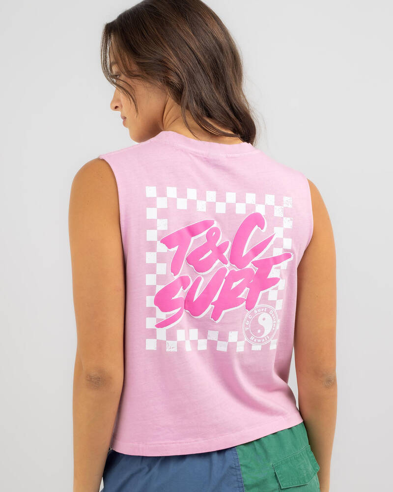 Town & Country Surf Designs Boarder Check Tank Top for Womens
