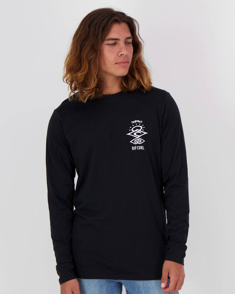 Rip Curl Search Logo Long Sleeve Rash Vest for Mens image number null