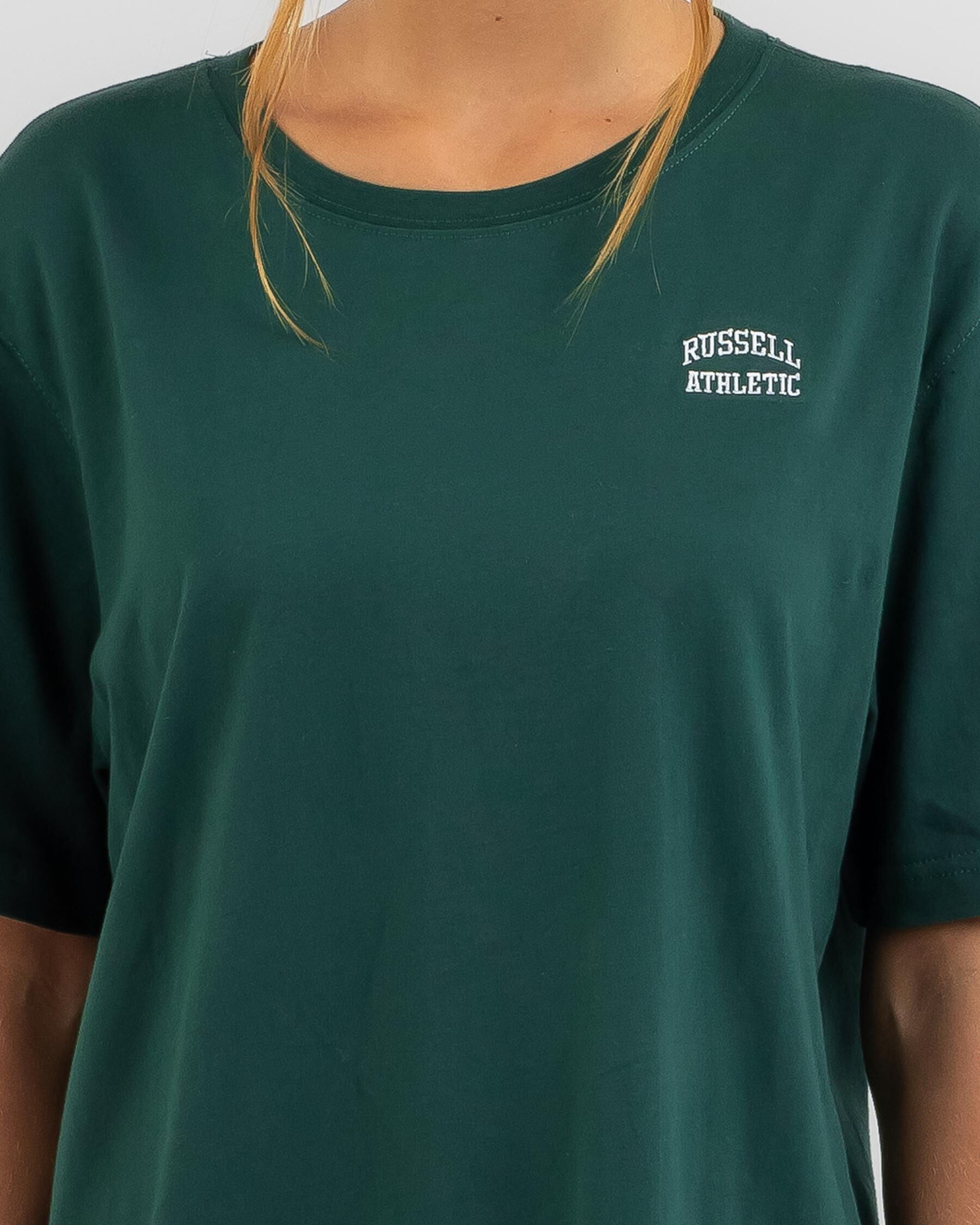 Russell Athletic - T-Shirt Bunny-Tee Donna - Girocollo Oversize - Puro Cotone Biolavato 170 G/m² - Con Righe In Contrasto