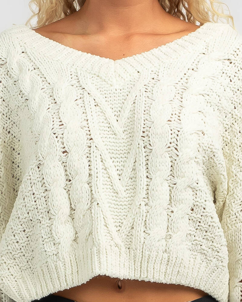 Mooloola Harvey V Neck Cable Knit Jumper for Womens