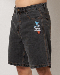 Thrills Against All Odds Mid Slacker Relaxed long Denim Short for Mens image number null