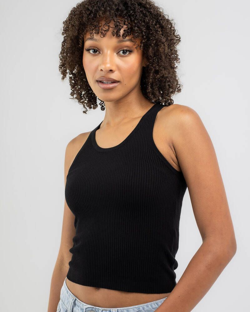 Shop Ava And Ever Catrina Sheer Knit Tank Top In Black - Fast Shipping ...