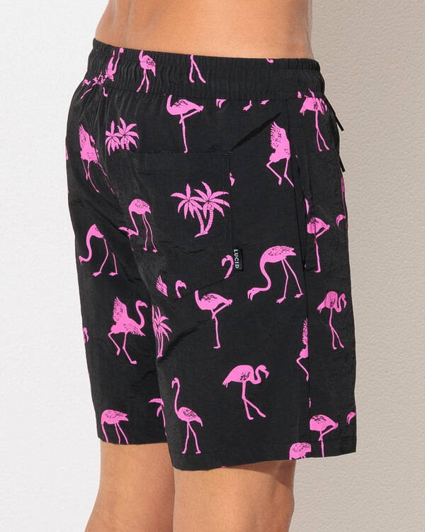 Lucid Pink Tropic Elastic Waist Shorts for Mens