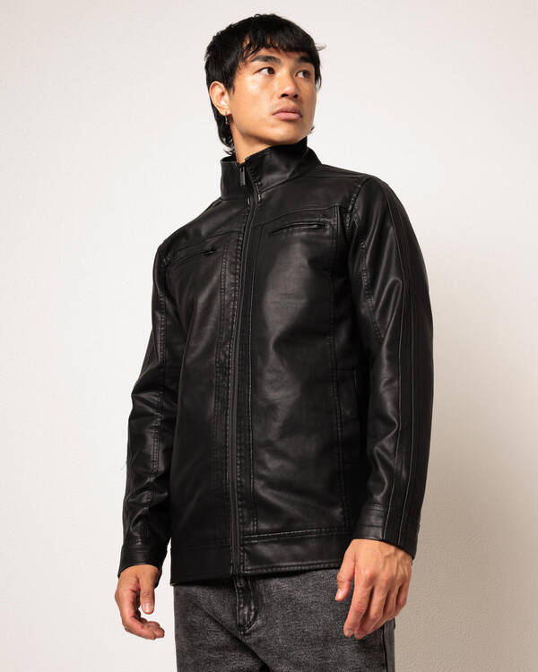Dexter Scatter Hooded Faux Leather Jacket for Mens