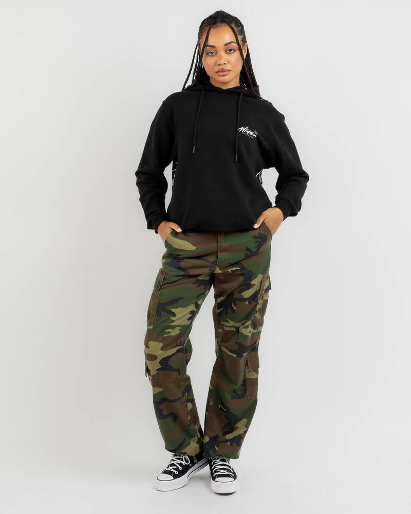 Wndrr Deface Curved Hem Hoodie for Womens