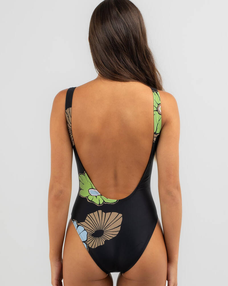 Hurley Big Bloom Tank One Piece Swimsuit In Black FREE* Shipping