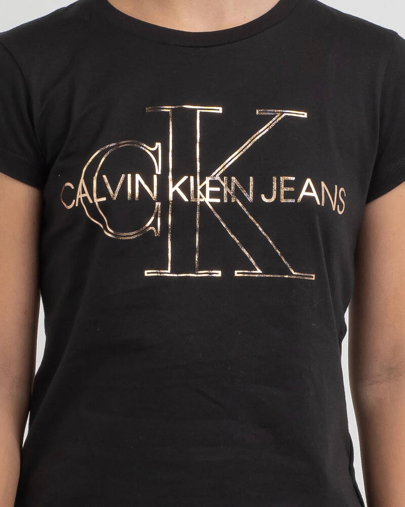 Calvin Klein Girls' Monogram Outline T-Shirt for Womens