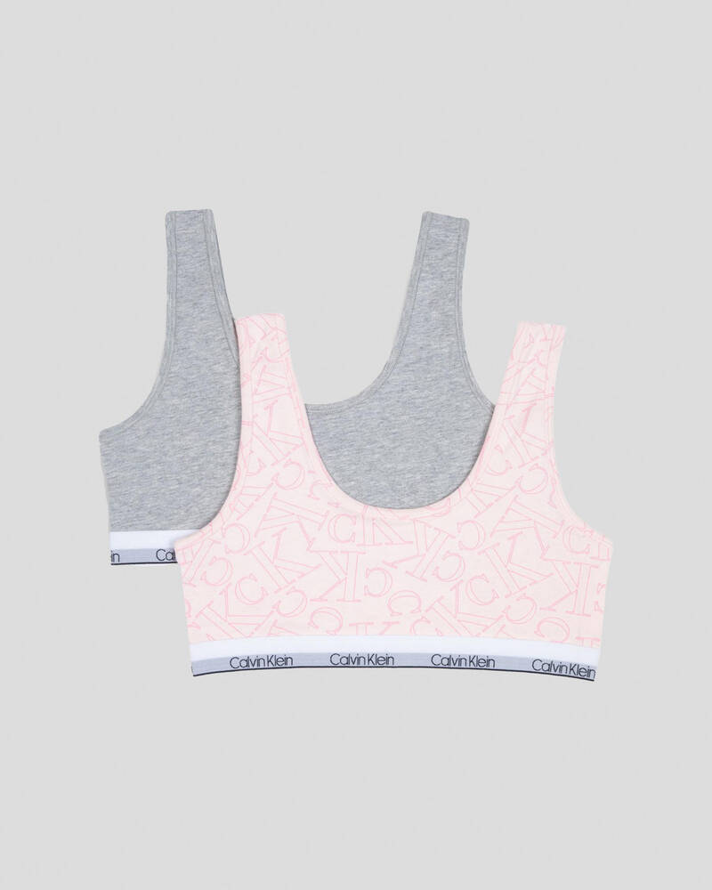 Calvin Klein Girls' Modern Cotton Bralette 2 Pack In Pink Logo Toss/heather  Gray - FREE* Shipping & Easy Returns - City Beach New Zealand