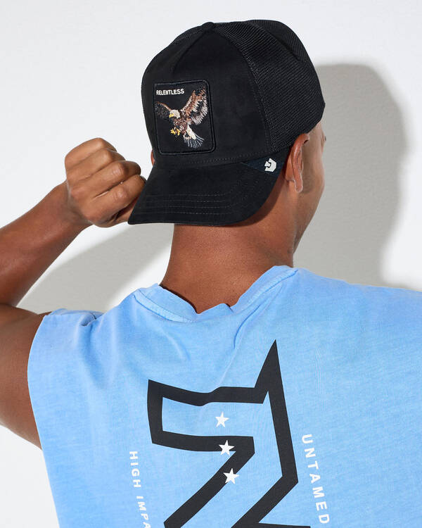 Suede Relentless Eagle Trucker Cap