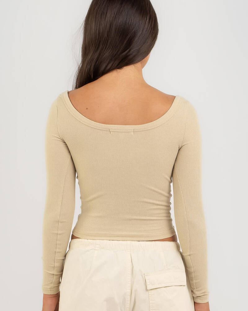 Mooloola Basic Scoop Neck Long Sleeve Top for Womens
