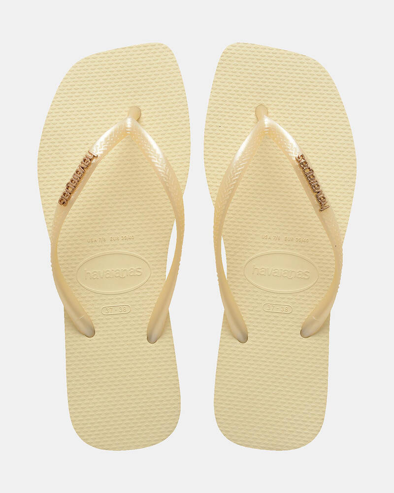 Havaianas Slim Square Metal Logo Thongs for Womens
