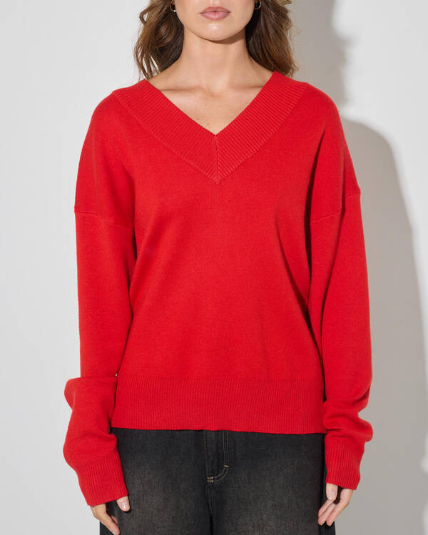 Du Soleil Poppy V Neck Knit for Womens