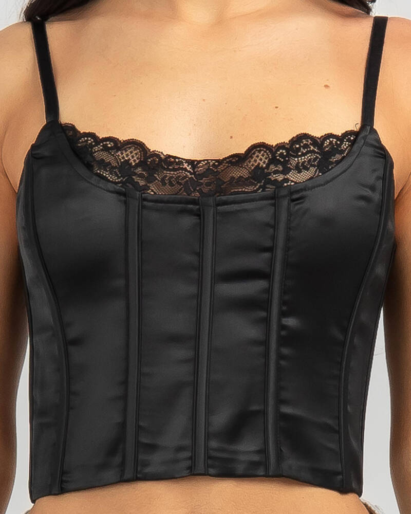 Ava And Ever Heartbreak Satin Lace Corset Top for Womens