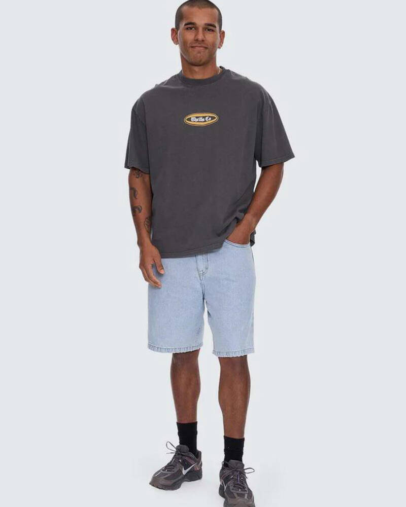 Thrills Mid Slacker Relaxed Long Denim Shorts for Mens