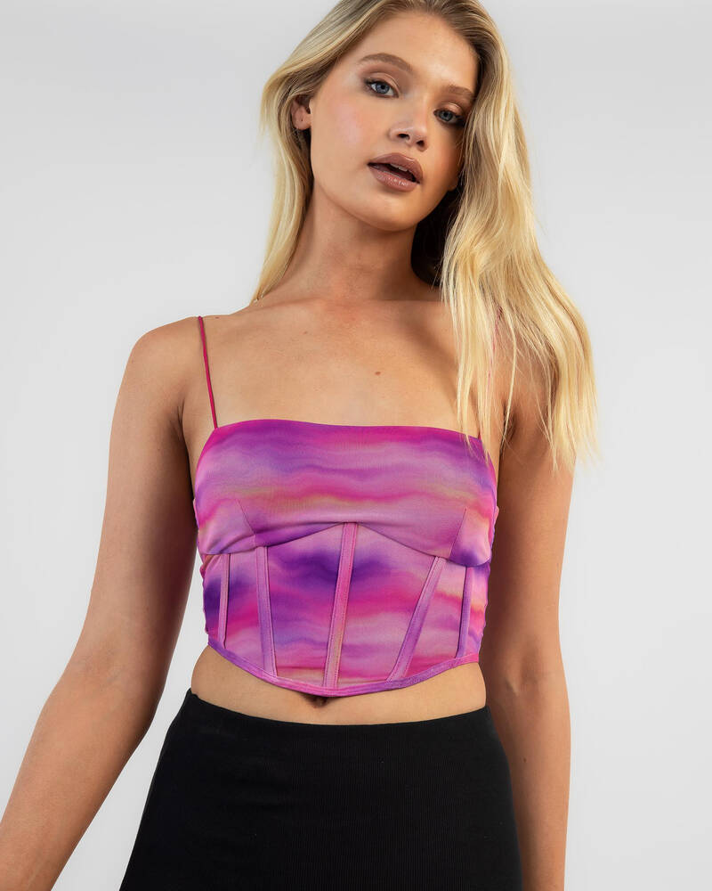 Ava And Ever Malibu Sunset Mesh Corset Top for Womens