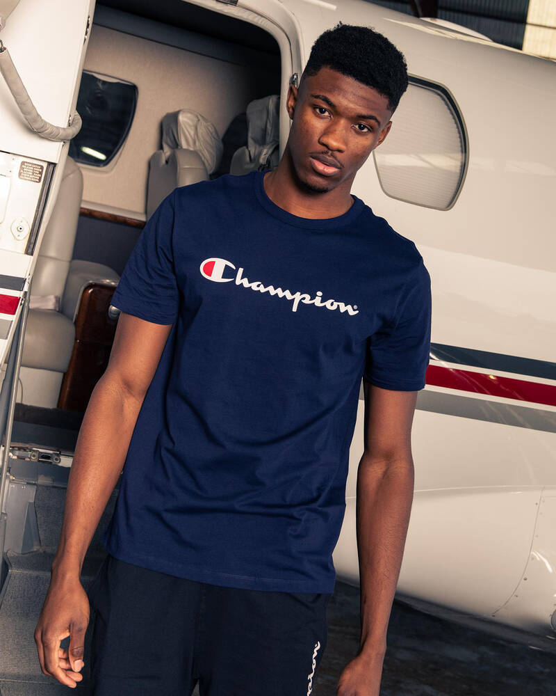 Shop Champion Logo T-Shirt In Navy - Fast Shipping & Easy Returns ...