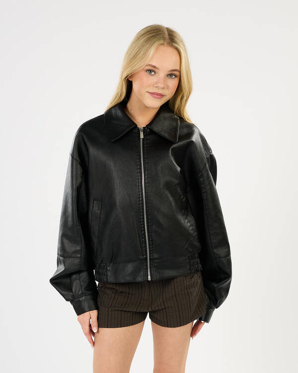 Ava And Ever Girls' Off Duty Faux Leather Jacket for Womens