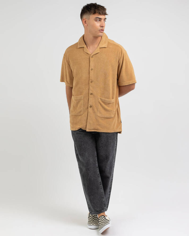 Brixton Bunker Reserve Terry Short Sleeve Shirt In Mojave - Fast ...