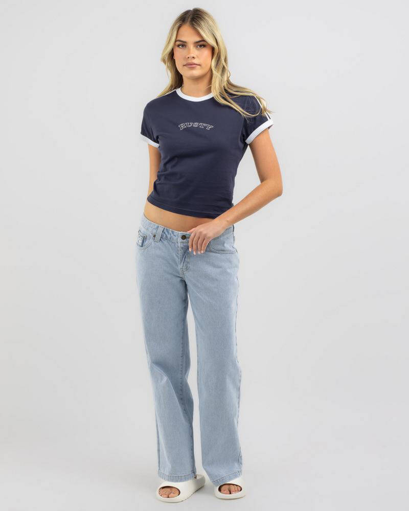 Rusty Double Trouble Skimmer Contract T-Shirt for Womens