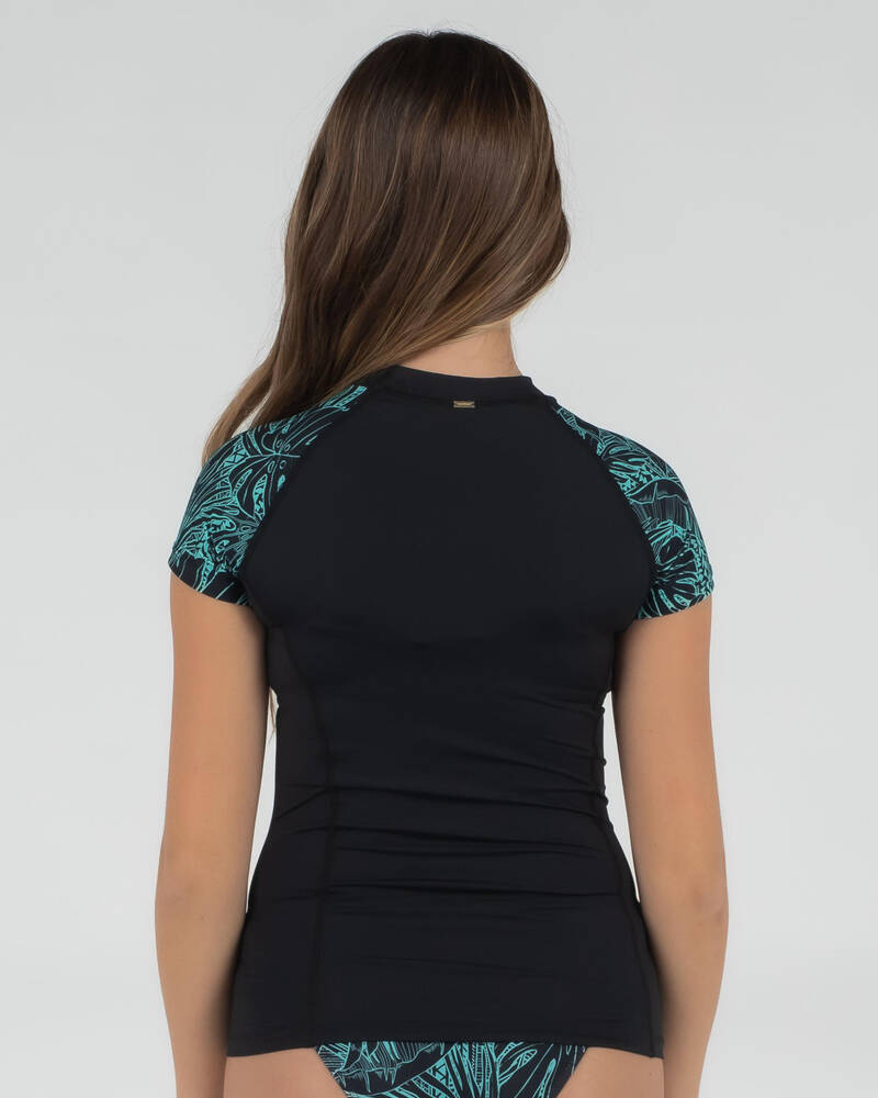 Shop Kaiami Girls' Tiki Palm Rash Vest Set In Black/green Fast Shipping & Easy Returns City