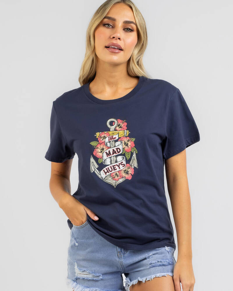 The Mad Hueys Hibiscus Anchor T-Shirt for Womens