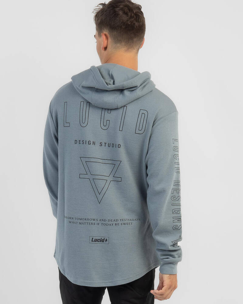 Lucid Framework Hooded Waffle Long Sleeve T-Shirt for Mens