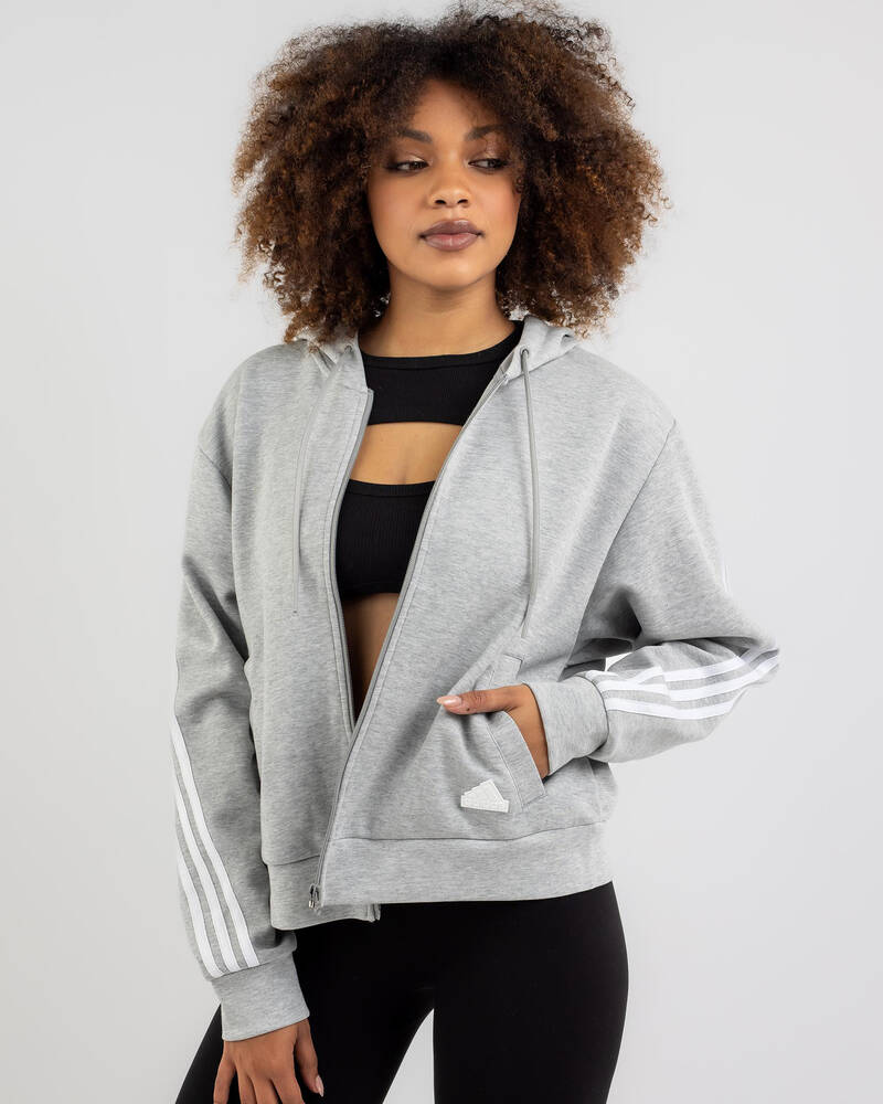 Adidas Future Icons 3 Stripes Zip Through Hoodie for Womens