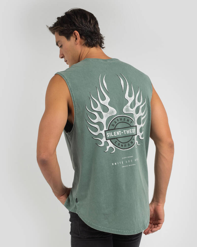 Silent Theory Flaming Badge Muscle Tank for Mens