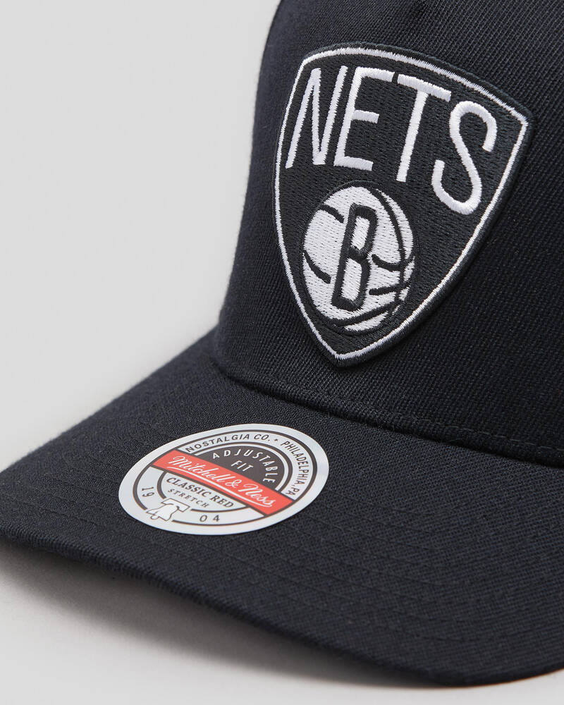 Mitchell & Ness Brooklyn Nets Black & Team Colour Logo Snapback Cap for Mens