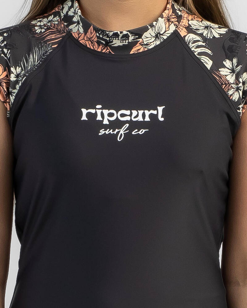 Rip Curl Girls' Cosmic Paradise Short Sleeve Rash Vest for Womens