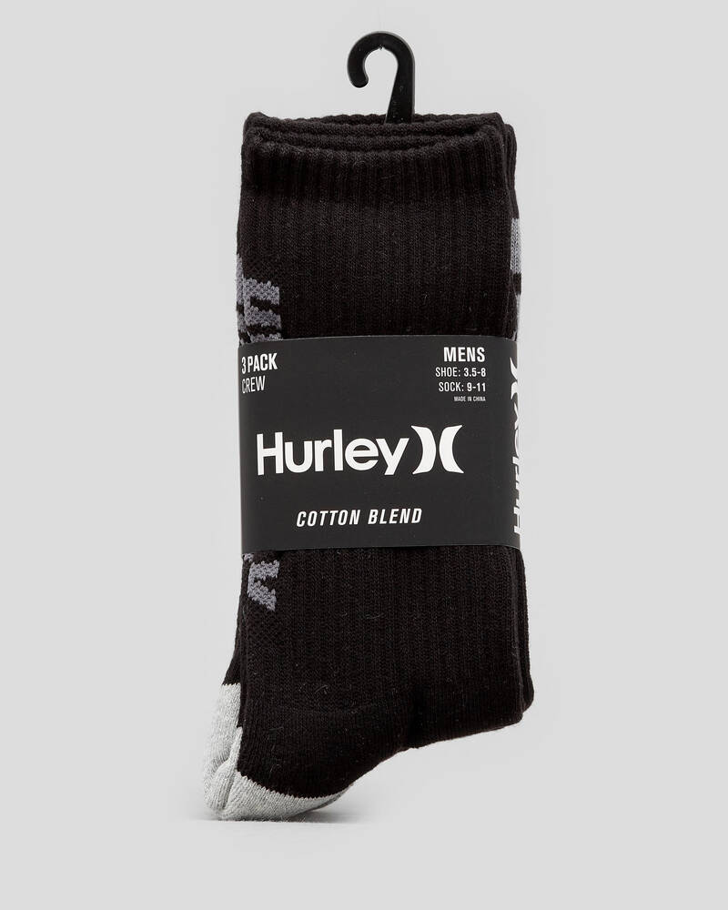 Hurley Mens' 1/2 Terry Crew Socks 3 Pack for Mens