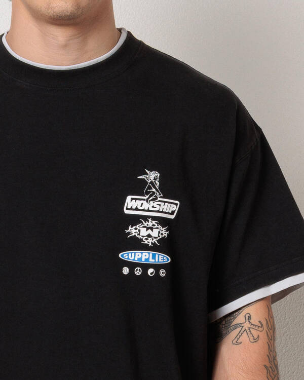 Worship Supplies Is This It Box Fit Cropped Layered T-Shirt for Mens