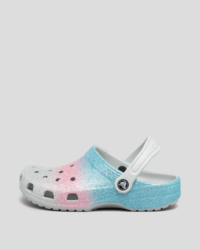 Shop Crocs Kids' Classic Glitter Clog Sandals In Shimmer/multi Fast