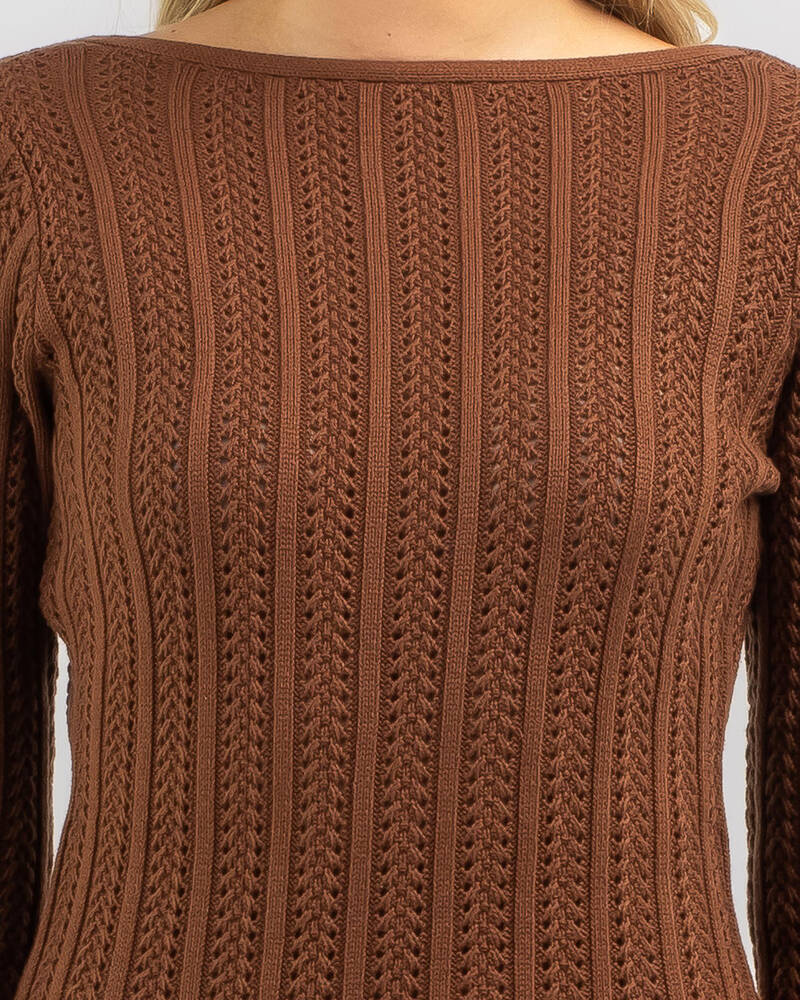 Rhythm Charlize Long Sleeve Knit Dress for Womens