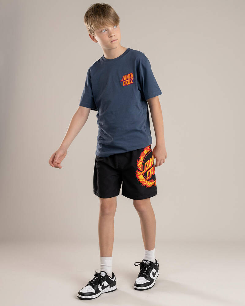 Santa Cruz Boys' Flamed Ringed Dot Board Shorts for Mens