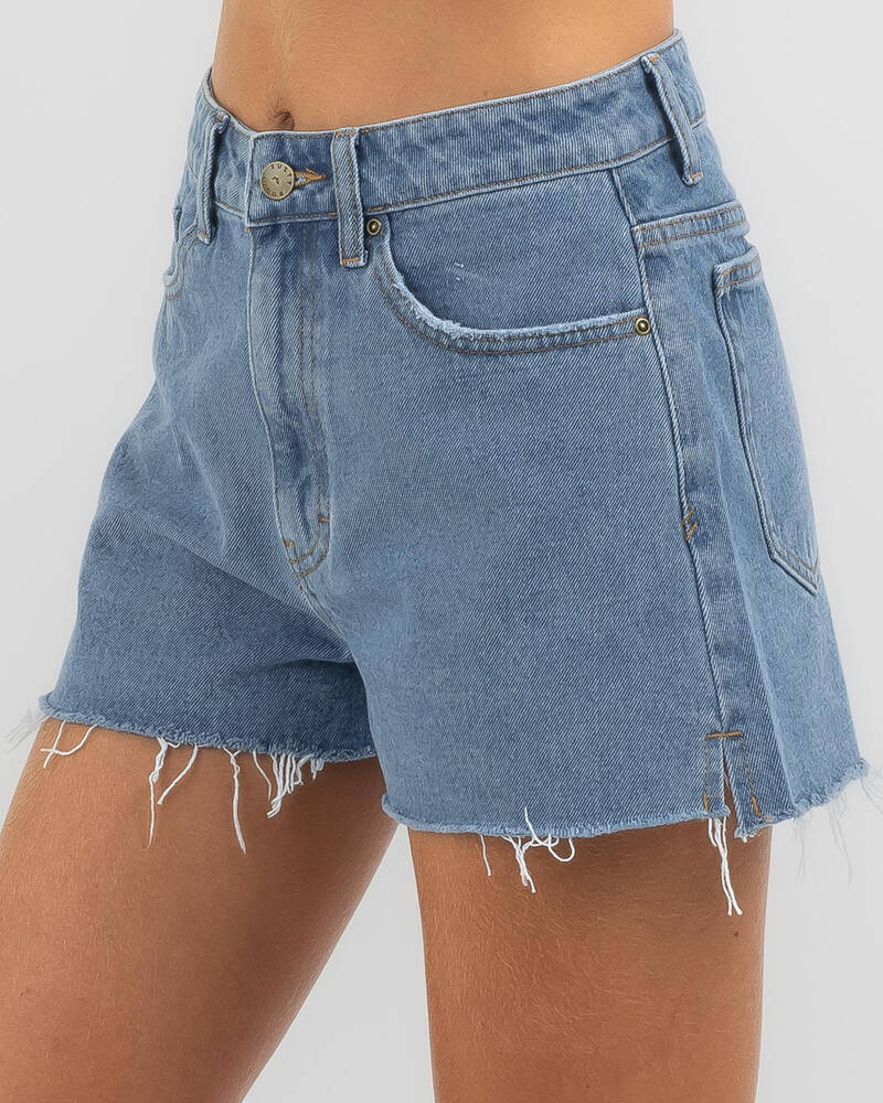 Rusty Penny Kick Flare Denim Shorts for Womens