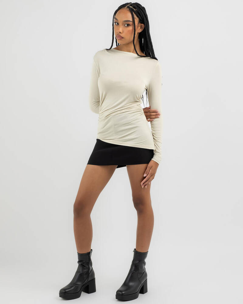 Thanne Basic Long Sleeve Ruche Top for Womens