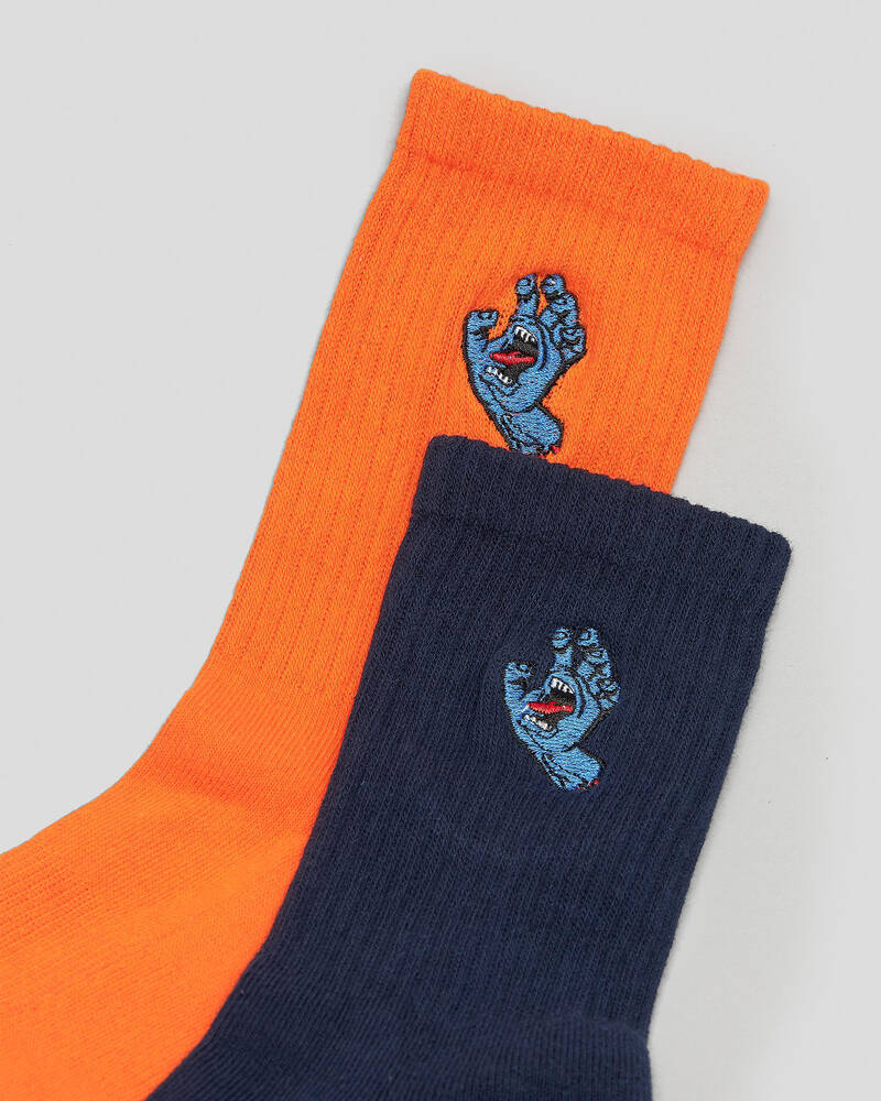 Santa Cruz Boys' Screaming Hand Crew Socks 2 Pack for Mens