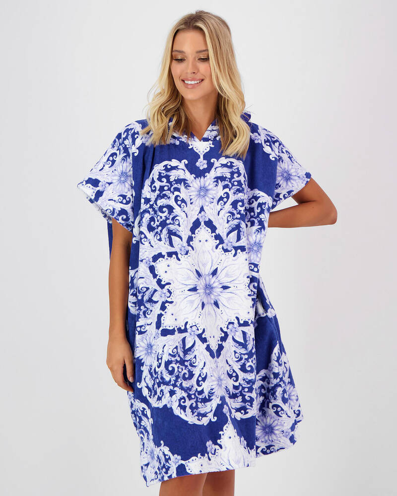 Topanga Azure Hooded Towel for Womens