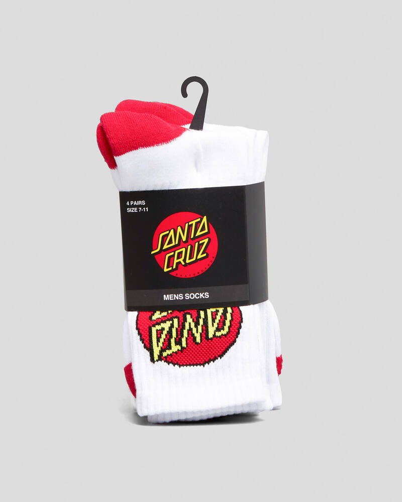 Santa Cruz Classic Dot Crew Socks 4 Pack for Mens
