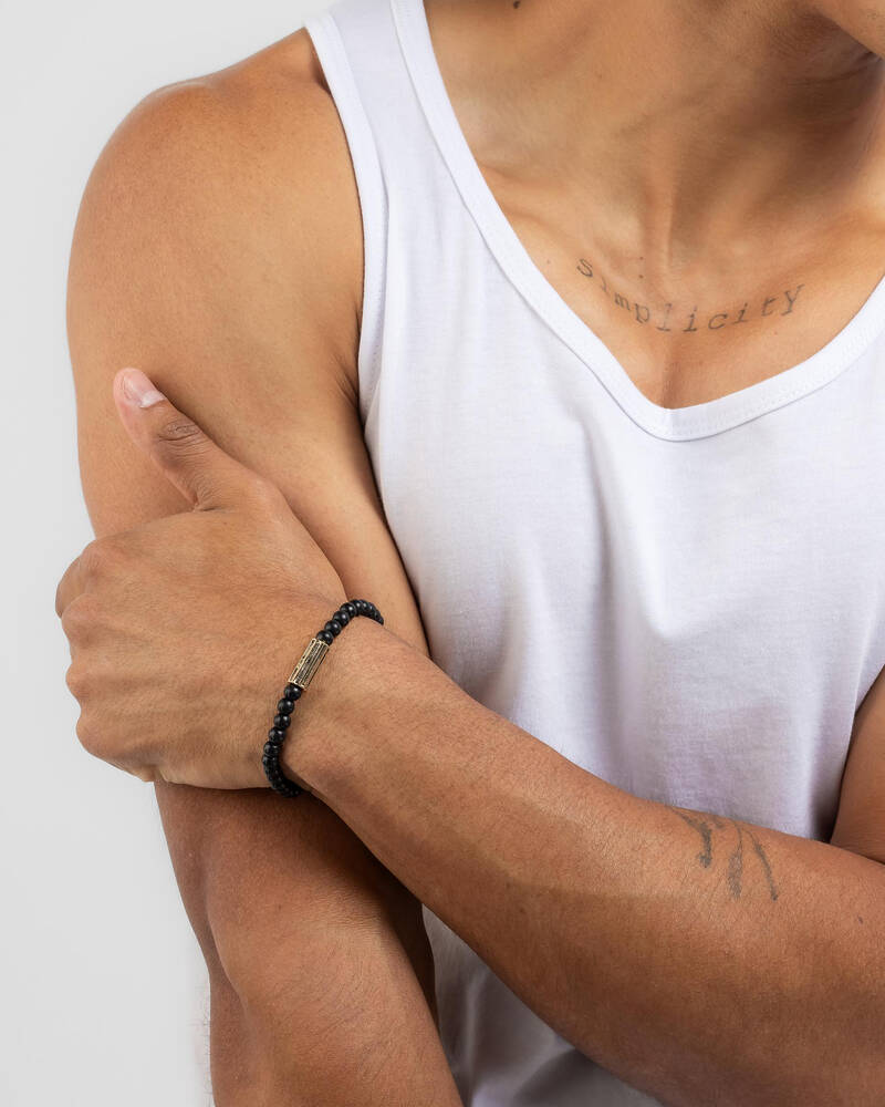 Icon Brand Stone Bead Bar Bracelet for Mens