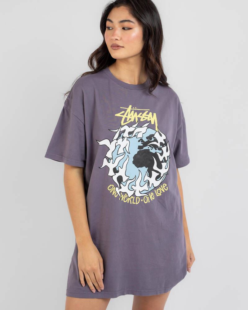 Stussy One World T-Shirt Dress for Womens