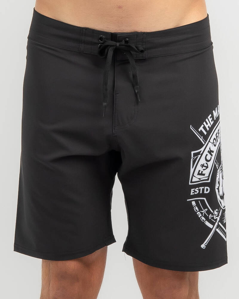 The Mad Hueys Fk Off I'm Fishing Board Shorts for Mens