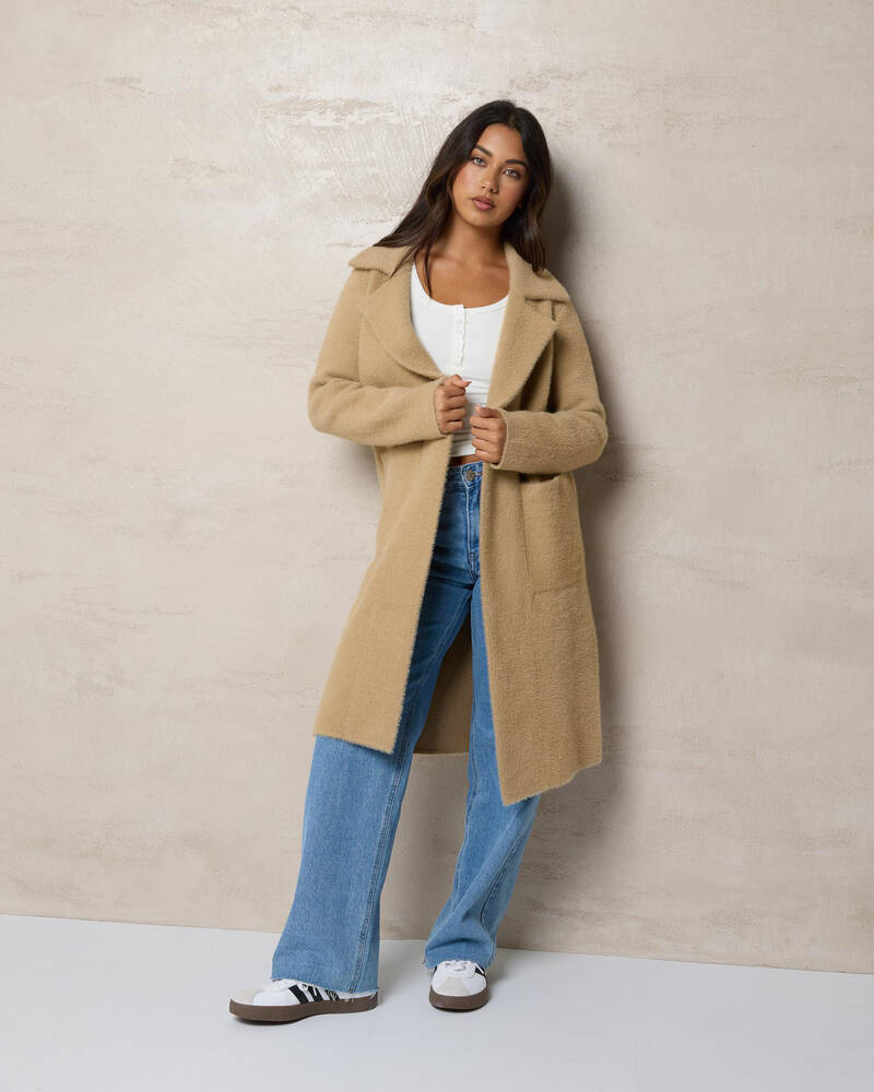 Shop Ava And Ever Hyde Knit Coatigan In Beige - Fast Shipping & Easy